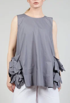 Sleeveless Top with Side Frill Feature in Grey Purple
