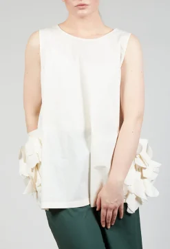 Sleeveless Top with Side Frill Feature in Cream