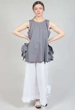 Sleeveless Top with Side Frill Feature in Grey Purple