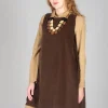 Sleeveless Tunic V in Coffee