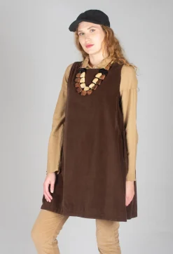 Sleeveless Tunic V in Coffee