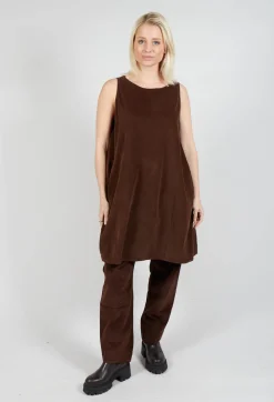 Sleeveless Tunic V in Coffee