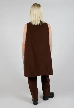 Sleeveless Tunic V in Coffee