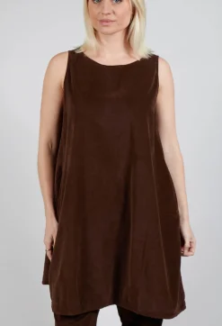 Sleeveless Tunic V in Coffee