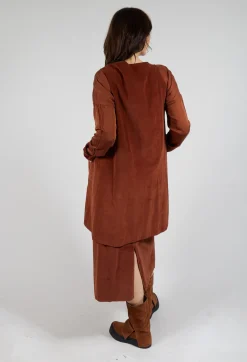 Sleeveless Tunic V in Rust