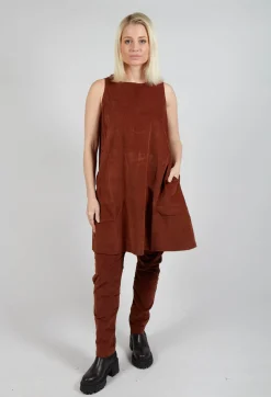 Sleeveless Tunic V in Rust