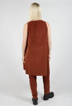 Sleeveless Tunic V in Rust