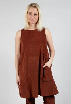 Sleeveless Tunic V in Rust