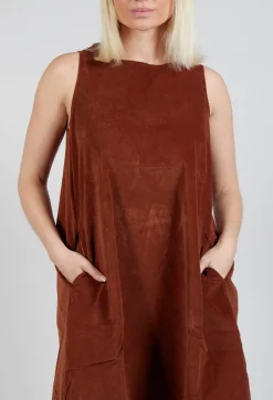 Sleeveless Tunic V in Rust
