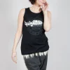 Sleeveless Vest in Black Print