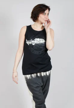 Sleeveless Vest in Black Print