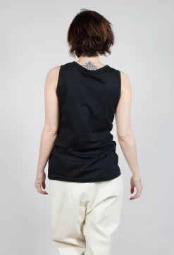Sleeveless Vest in Black Print