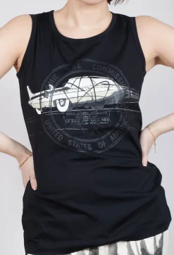 Sleeveless Vest in Black Print