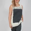 Sleeveless Vest Top in Black Paint