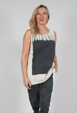 Sleeveless Vest Top in Black Paint