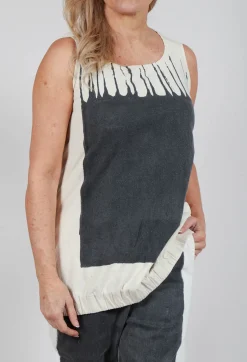 Sleeveless Vest Top in Black Paint