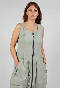 Sleeveless Zip Through Dress in Defender