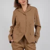 Slim Double Button Jacket in Camel