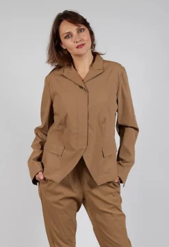 Slim Double Button Jacket in Camel