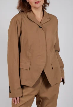 Slim Double Button Jacket in Camel