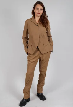 Slim Double Button Jacket in Camel