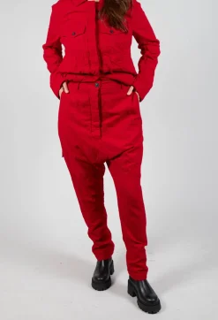 Slim Drop Crotch Trousers in Cardinal