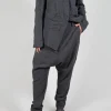 Slim Drop Crotch Trousers in Slate