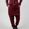 Slim Drop Crotch Trousers in Merlot