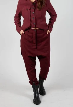 Slim Drop Crotch Trousers in Merlot