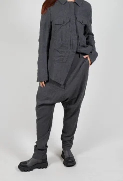 Slim Drop Crotch Trousers in Slate