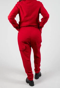 Slim Drop Crotch Trousers in Cardinal