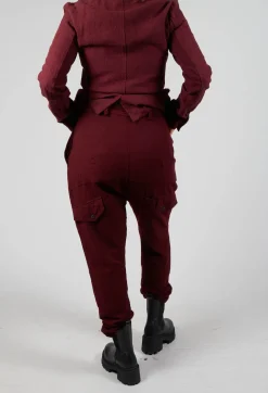 Slim Drop Crotch Trousers in Merlot