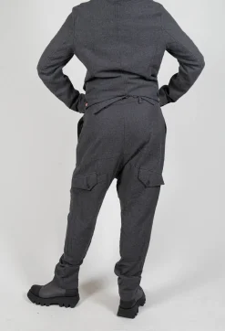 Slim Drop Crotch Trousers in Slate