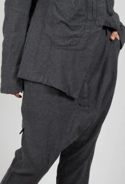 Slim Drop Crotch Trousers in Slate