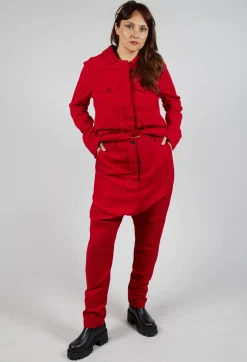 Slim Drop Crotch Trousers in Cardinal