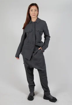 Slim Drop Crotch Trousers in Slate