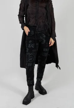 Slim Leg Joggers in Black Shiny Print