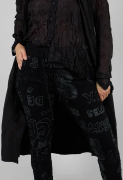 Slim Leg Joggers in Black Shiny Print
