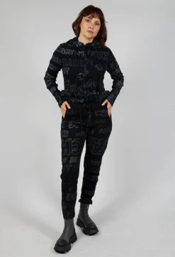 Slim Leg Joggers in Black Shiny Print