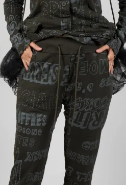 Slim Leg Joggers in Jungle Shiny Print