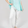 Slim Leg Pull On Trousers in Offwhite