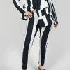 Slim Leg Pull On Trousers in Black Print