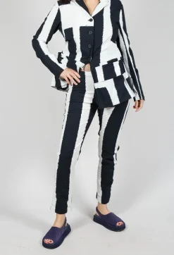 Slim Leg Pull On Trousers in Black Print