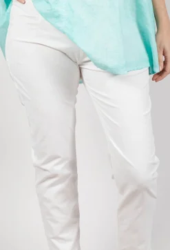 Slim Leg Pull On Trousers in Offwhite