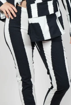 Slim Leg Pull On Trousers in Black Print