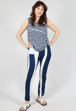 Slim Leg Pull On Trousers in Navy Print