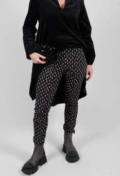 Slim Leg Trousers in Black Print