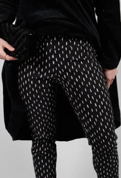 Slim Leg Trousers in Black Print
