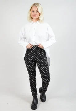 Slim Leg Trousers in Black Print