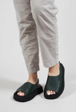 Slingback Shoes with Platform Sole in Gasoline Bottle